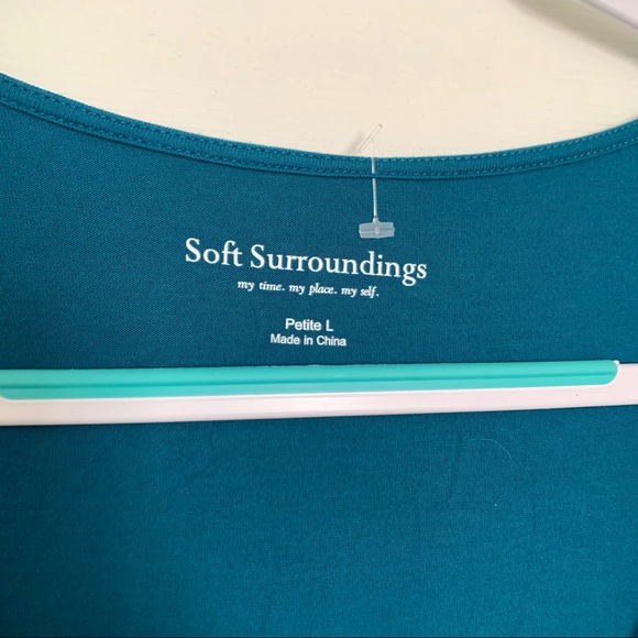 Soft Surroundings Blue Sharkbite Hem Long Sleeve Top - Picture 3 of 7